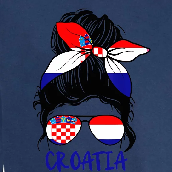 Croatian Girl Croatian Woman Proud Croatia Flag Hrvatska Garment-Dyed Sweatshirt