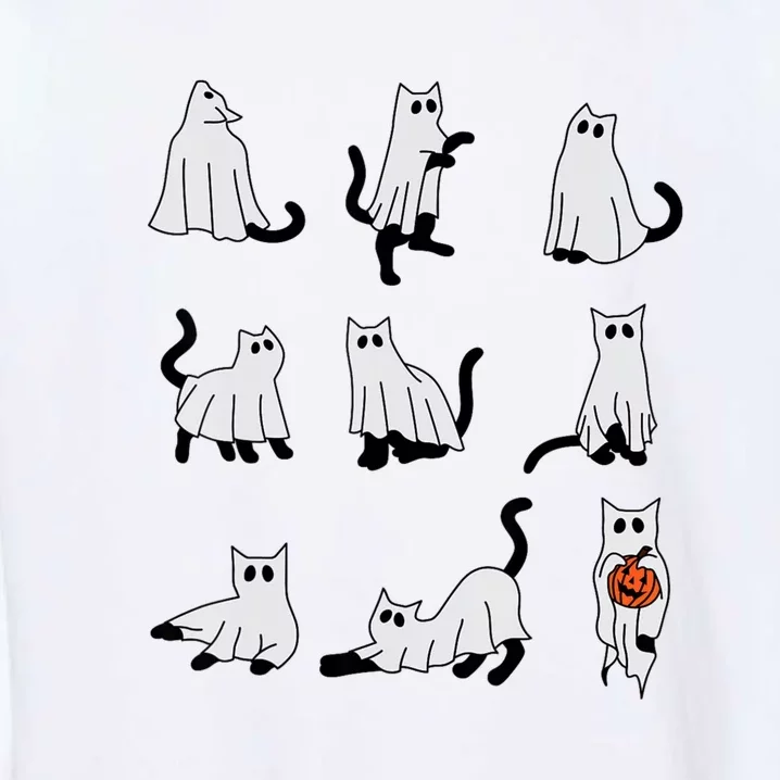 Cute Ghost Cat Funny Halloween Outfit Costumes Garment-Dyed Sweatshirt