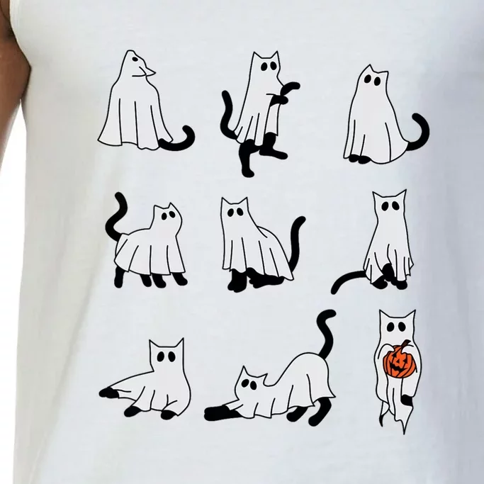 Cute Ghost Cat Funny Halloween Outfit Costumes Comfort Colors® Tank Top