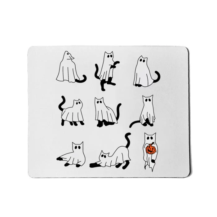 Cute Ghost Cat Funny Halloween Outfit Costumes Mousepad