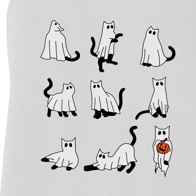 Cute Ghost Cat Funny Halloween Outfit Costumes Women's Racerback Tank