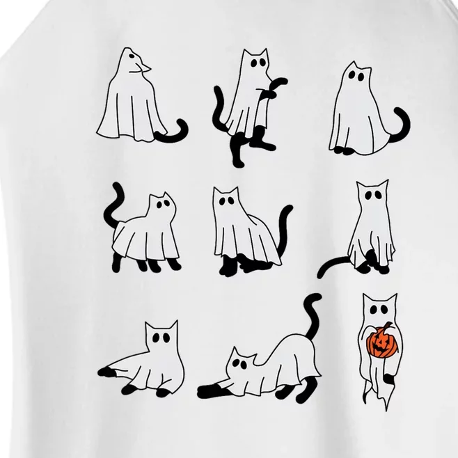 Cute Ghost Cat Funny Halloween Outfit Costumes Women’s Perfect Tri Rocker Tank