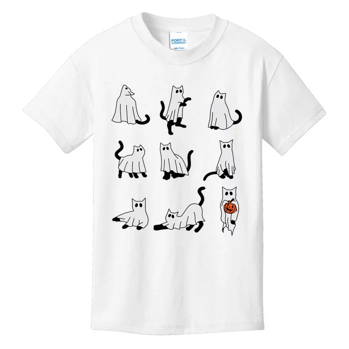 Cute Ghost Cat Funny Halloween Outfit Costumes Kids T-Shirt