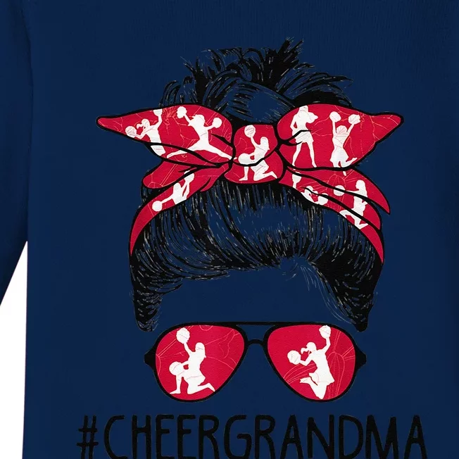 Cheer Grandma Cheerleader Grandma Life Messy Bun Mothers Day Baby Long Sleeve Bodysuit