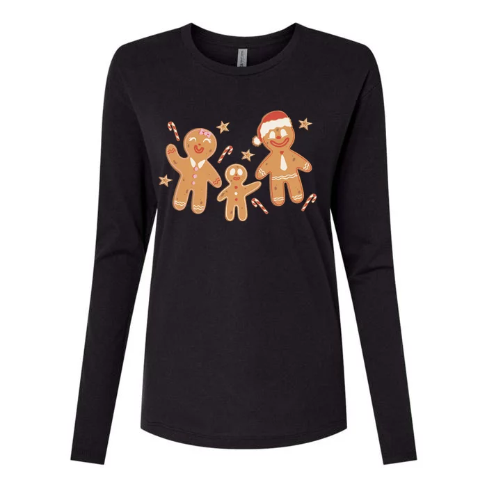 Christmas Gingerbread Cookie Family Cute Womens Cotton Relaxed Long Sleeve T-Shirt