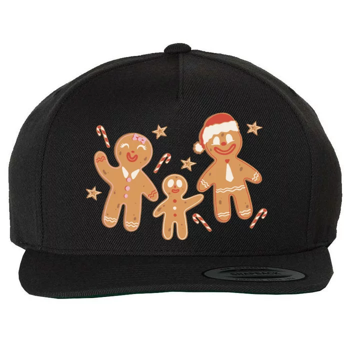 Christmas Gingerbread Cookie Family Cute Wool Snapback Cap