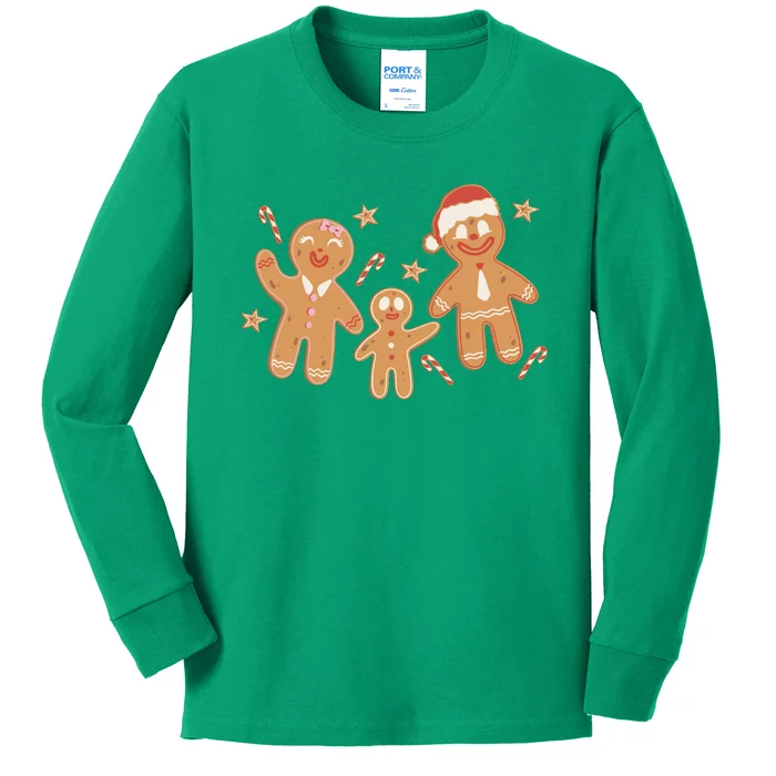 Christmas Gingerbread Cookie Family Cute Kids Long Sleeve Shirt