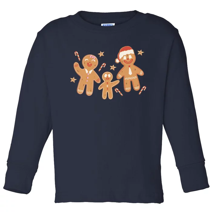 Christmas Gingerbread Cookie Family Cute Toddler Long Sleeve Shirt