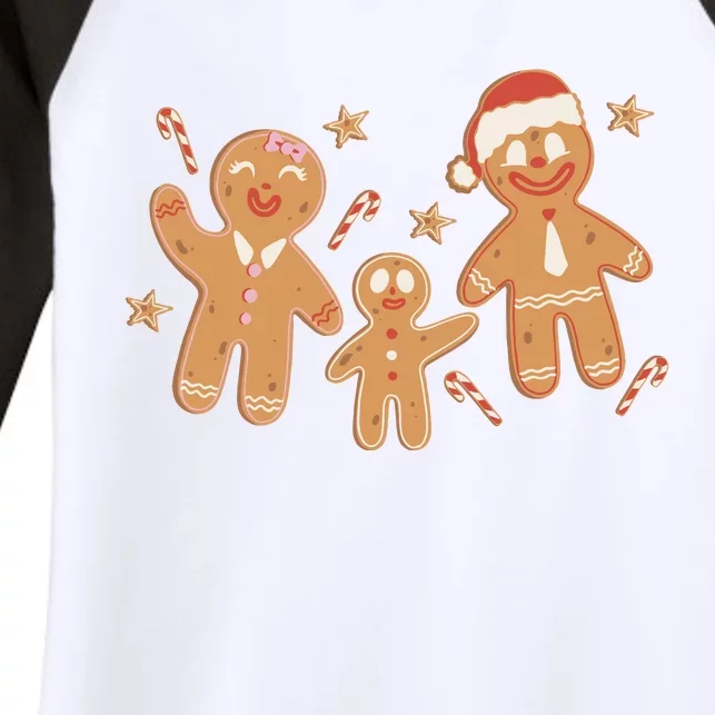 Christmas Gingerbread Cookie Family Cute Women's Tri-Blend 3/4-Sleeve Raglan Shirt