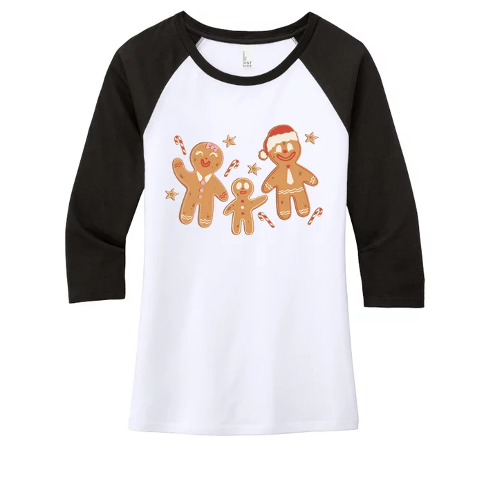 Christmas Gingerbread Cookie Family Cute Women's Tri-Blend 3/4-Sleeve Raglan Shirt