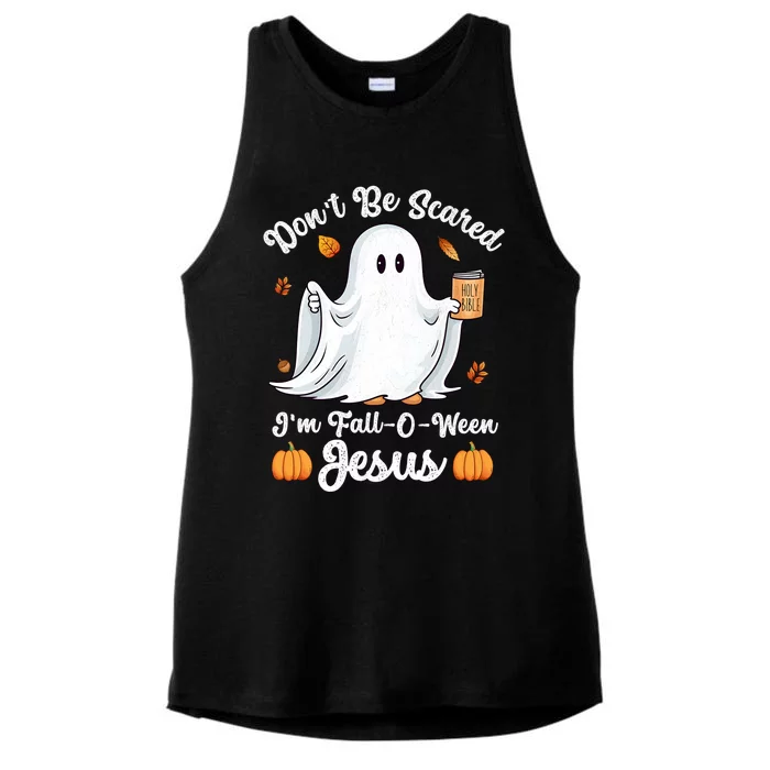 Cute Ghost Christian Halloween Falloween Jesus Pumpkin Gift Ladies Tri-Blend Wicking Tank