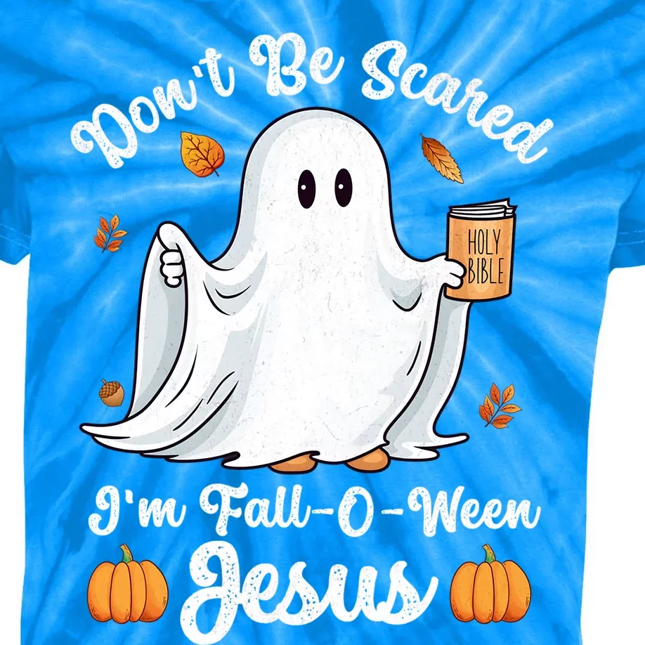 Cute Ghost Christian Halloween Falloween Jesus Pumpkin Gift Kids Tie-Dye T-Shirt