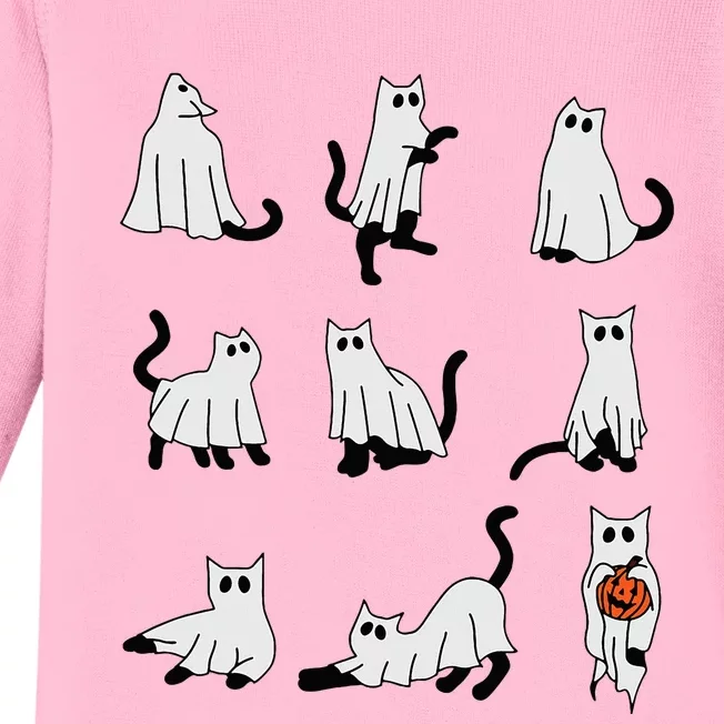 Cute Ghost Cat Funny Halloween Outfit Costumes Baby Long Sleeve Bodysuit