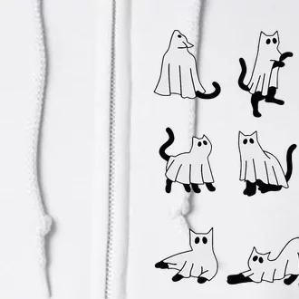 Cute Ghost Cat Funny Halloween Outfit Costumes Full Zip Hoodie