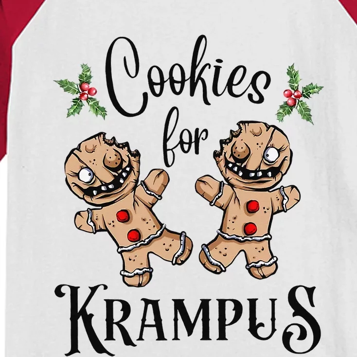 Creepy Gingerbread Cookies For Krampus Xmas Goth Holiday Kids Colorblock Raglan Jersey