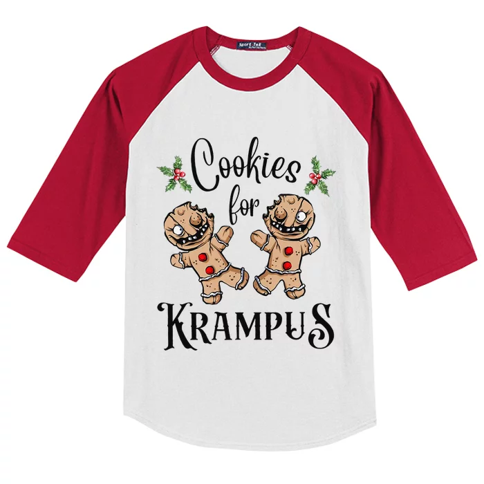 Creepy Gingerbread Cookies For Krampus Xmas Goth Holiday Kids Colorblock Raglan Jersey