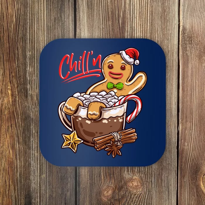 ChillN Gingerbread Cookie In Hot Cocoa Christmas Funny Coaster