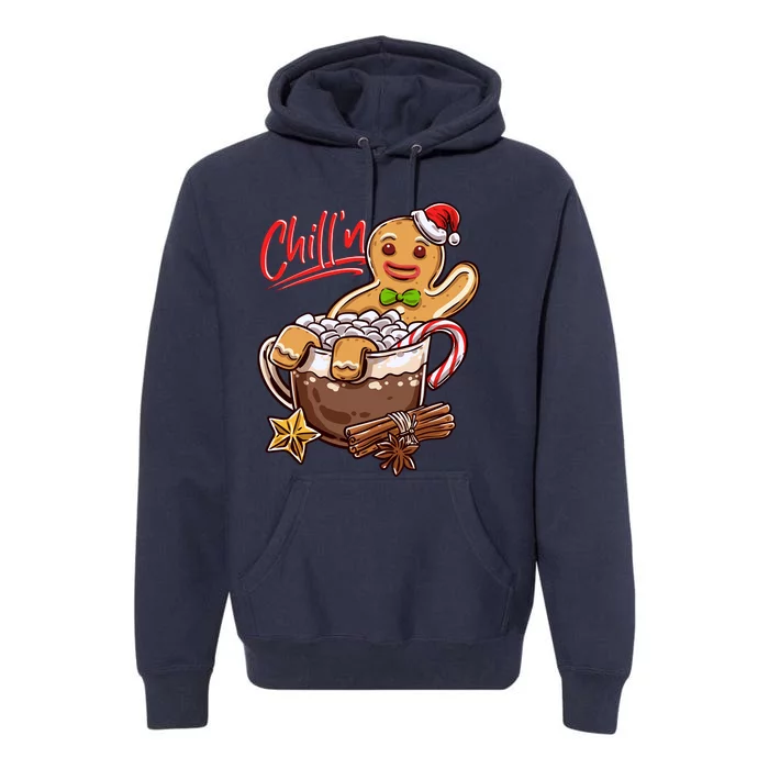 ChillN Gingerbread Cookie In Hot Cocoa Christmas Funny Premium Hoodie