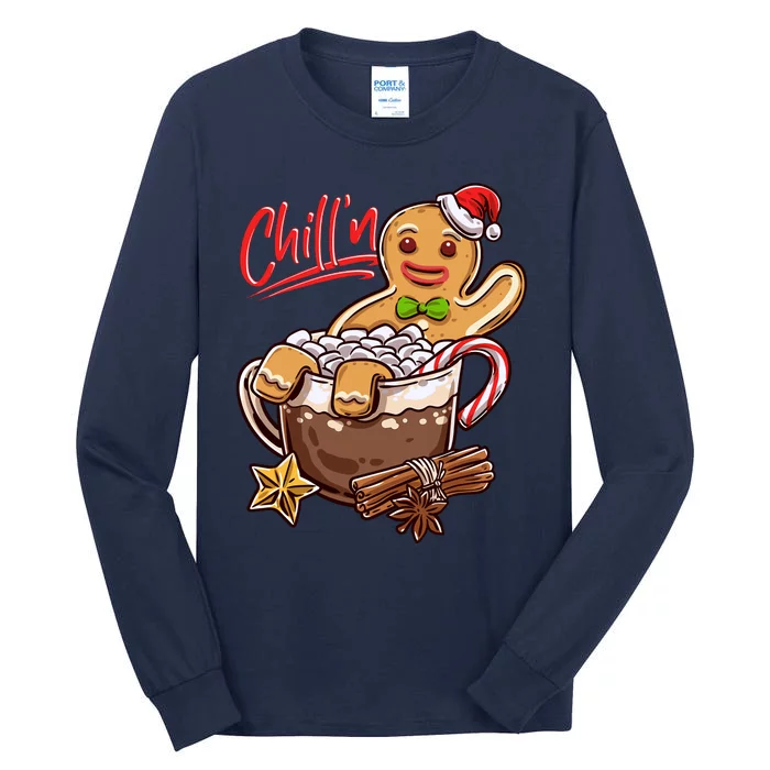 ChillN Gingerbread Cookie In Hot Cocoa Christmas Funny Tall Long Sleeve T-Shirt