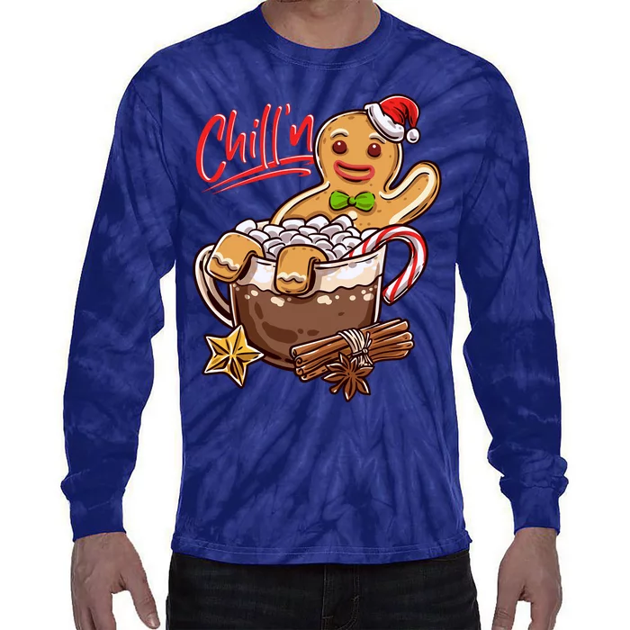 ChillN Gingerbread Cookie In Hot Cocoa Christmas Funny Tie-Dye Long Sleeve Shirt