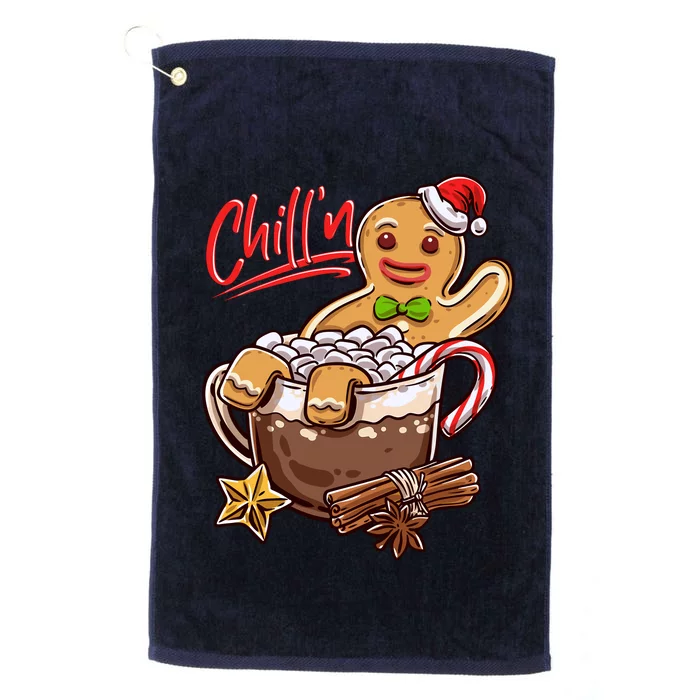 ChillN Gingerbread Cookie In Hot Cocoa Christmas Funny Platinum Collection Golf Towel