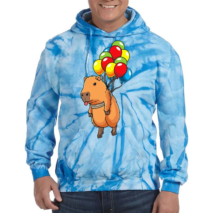 Capybara Giant Cavy Rodent With Balloons Capybara Tie Dye Hoodie