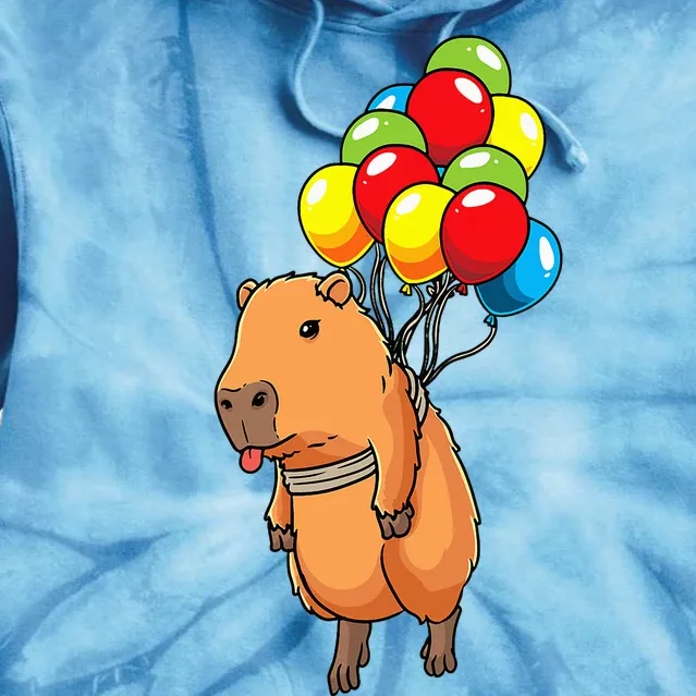 Capybara Giant Cavy Rodent With Balloons Capybara Tie Dye Hoodie