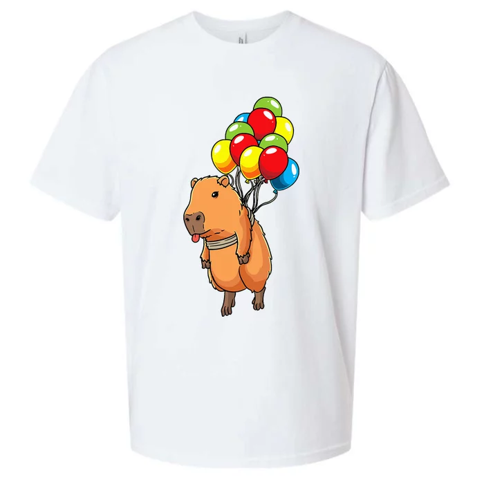 Capybara Giant Cavy Rodent With Balloons Capybara Sueded Cloud Jersey T-Shirt