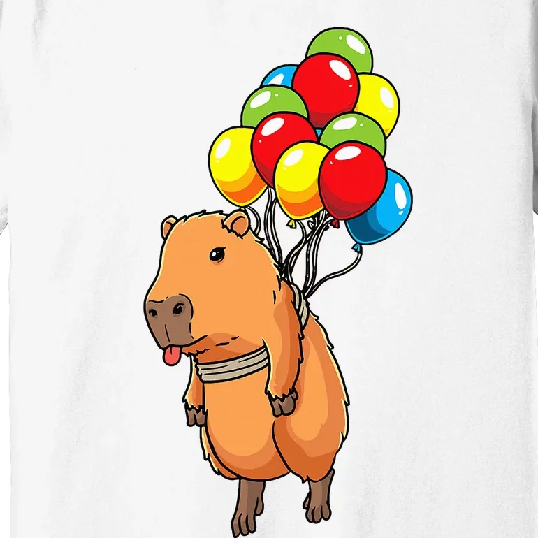 Capybara Giant Cavy Rodent With Balloons Capybara Premium T-Shirt