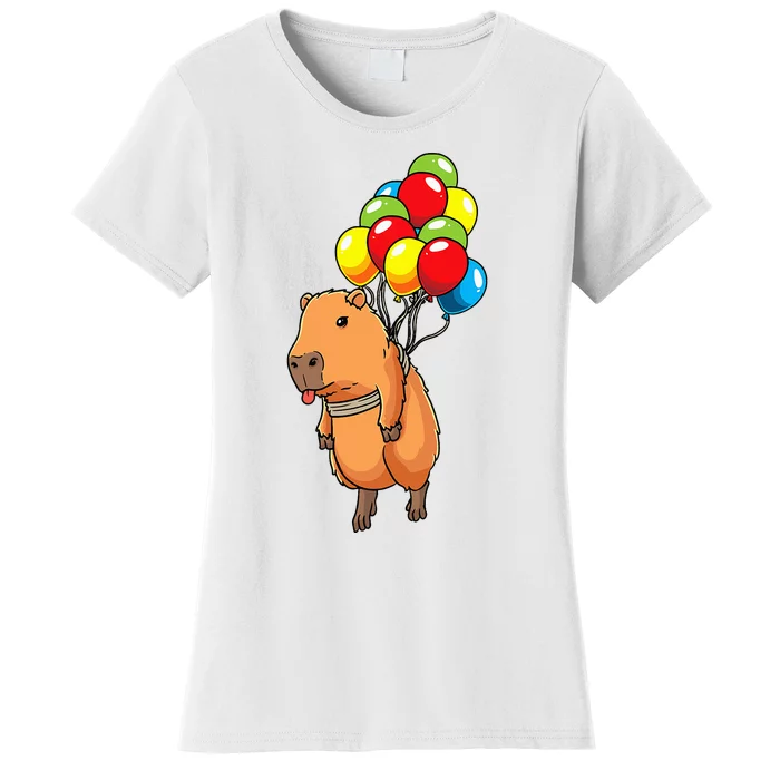 Capybara Giant Cavy Rodent With Balloons Capybara Women's T-Shirt