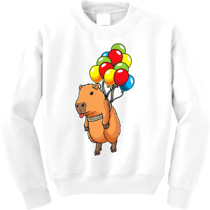 Capybara Giant Cavy Rodent With Balloons Capybara Kids Sweatshirt