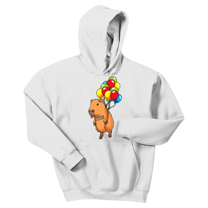 Capybara Giant Cavy Rodent With Balloons Capybara Kids Hoodie