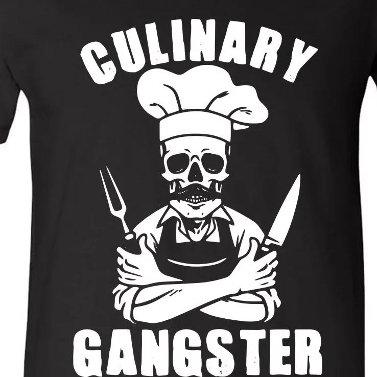 Culinary Gangster Cool Cooking Guru V-Neck T-Shirt