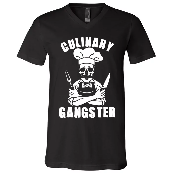 Culinary Gangster Cool Cooking Guru V-Neck T-Shirt