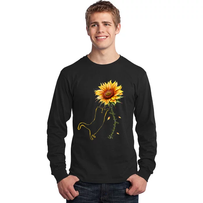 Cat Graphic Cat Sunflower Cat Sunshine Cat Lover Tall Long Sleeve T-Shirt