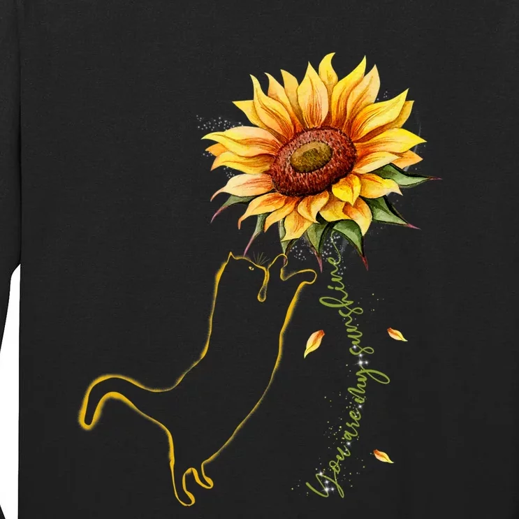 Cat Graphic Cat Sunflower Cat Sunshine Cat Lover Tall Long Sleeve T-Shirt