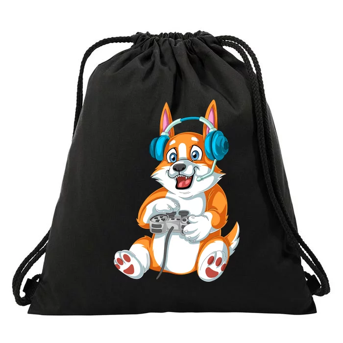 Corgi Gamer Drawstring Bag