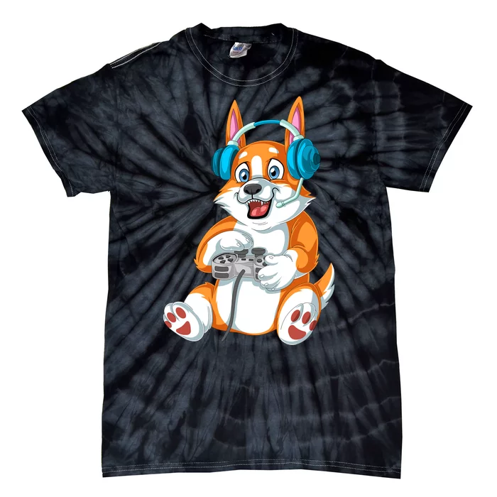 Corgi Gamer Tie-Dye T-Shirt