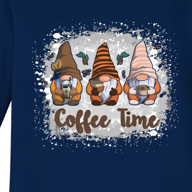 Cute Gnomes Coffee Time Caffeine Baby Long Sleeve Bodysuit