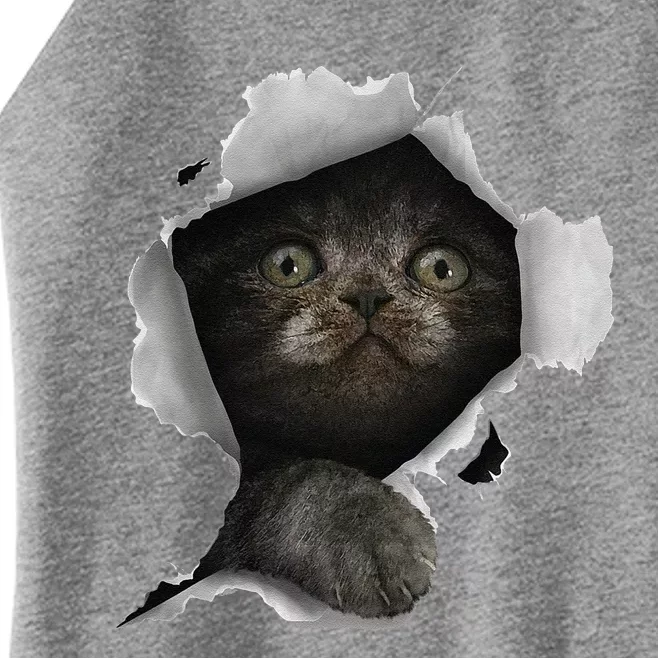 Cat Gray Cat Cat Torn Cloth Kitten Women’s Perfect Tri Rocker Tank