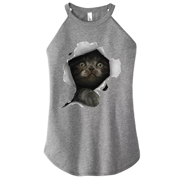 Cat Gray Cat Cat Torn Cloth Kitten Women’s Perfect Tri Rocker Tank