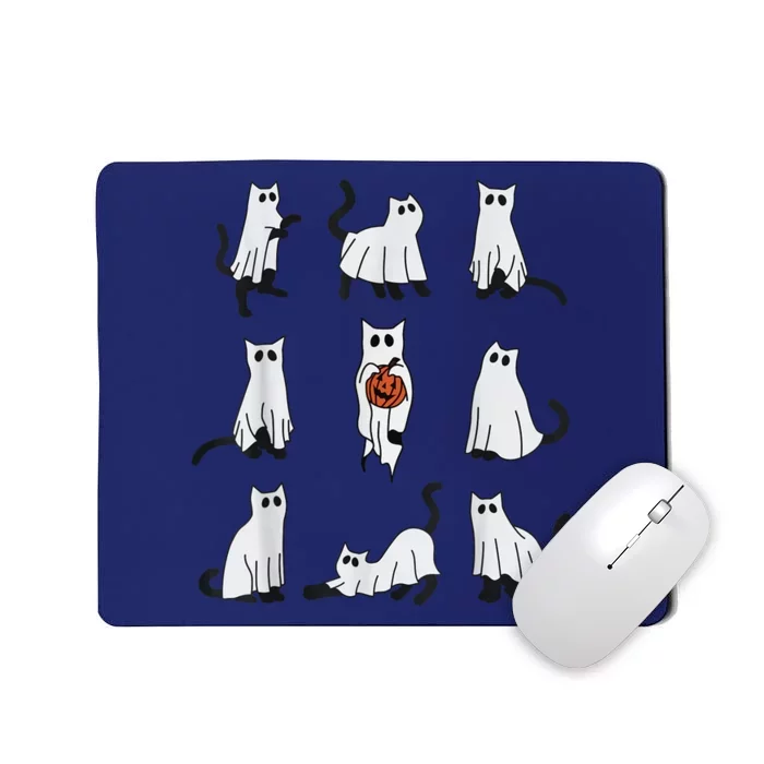 Cute Ghost Cat Funny Halloween Cat Design Ghost Cat Mousepad