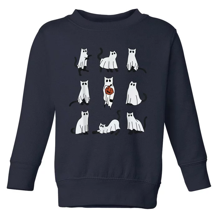 Cute Ghost Cat Funny Halloween Cat Design Ghost Cat Toddler Sweatshirt