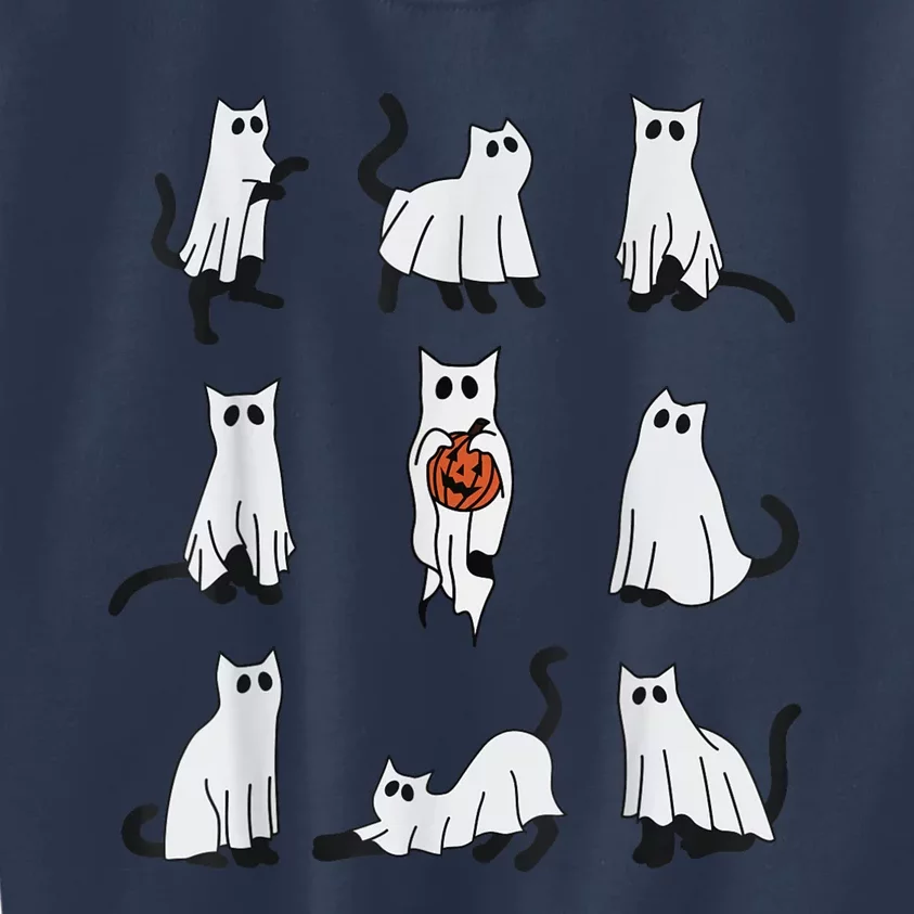 Cute Ghost Cat Funny Halloween Cat Design Ghost Cat Kids Sweatshirt