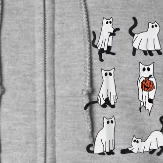 Cute Ghost Cat Funny Halloween Cat Design Ghost Cat Full Zip Hoodie