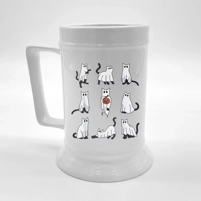 Cute Ghost Cat Funny Halloween Cat Design Ghost Cat Front & Back Beer Stein