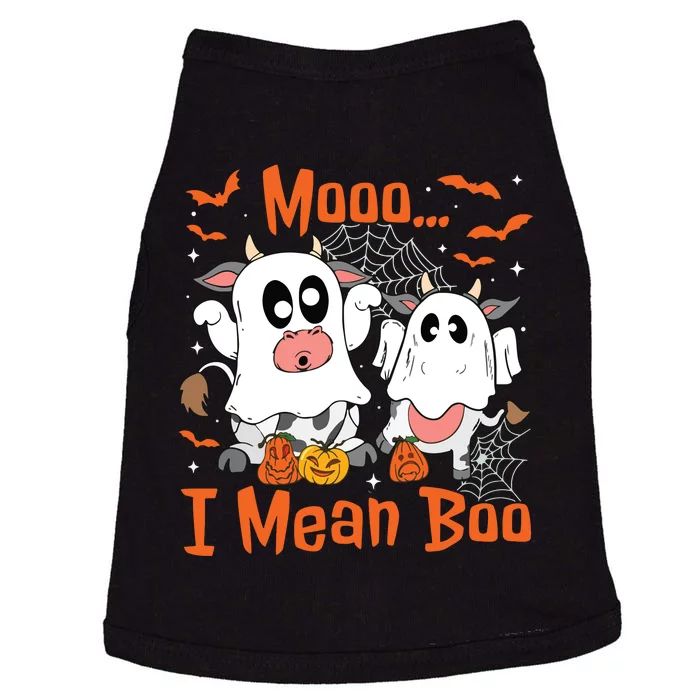 Cute Ghost Cow Moo I Mean Boo Halloween Funny Cow Lover Doggie Tank