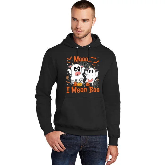 Cute Ghost Cow Moo I Mean Boo Halloween Funny Cow Lover Hoodie