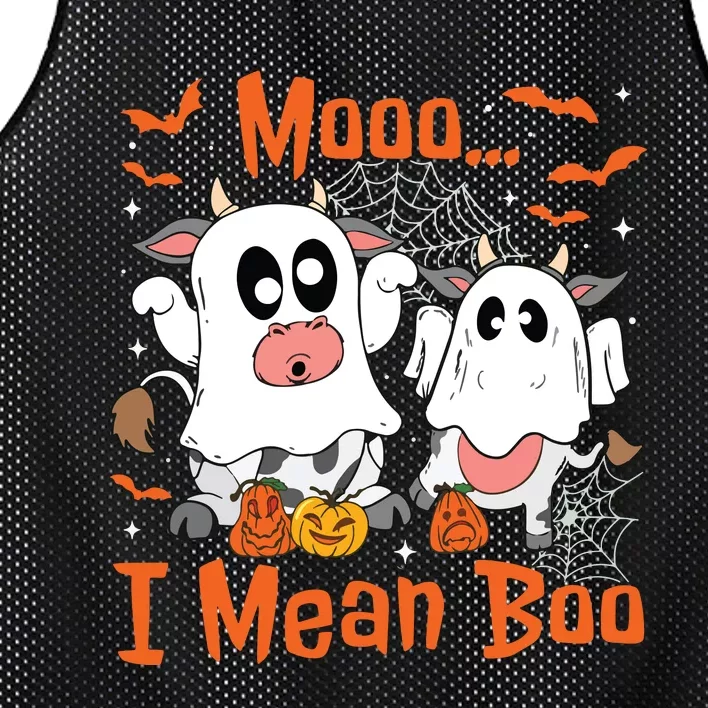 Cute Ghost Cow Moo I Mean Boo Halloween Funny Cow Lover Mesh Reversible Basketball Jersey Tank