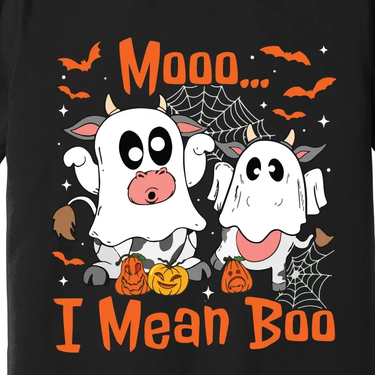 Cute Ghost Cow Moo I Mean Boo Halloween Funny Cow Lover Premium T-Shirt